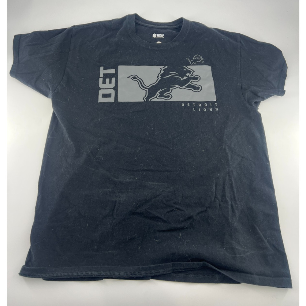 Detroit Lions Tshirt Mens Large Black Gray Team Apparel Football Active Sports